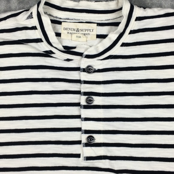 Denim Supply Ralph Lauren T Shirt Mens Extra Large Henley Stripes Cotton - Picture 4 of 12
